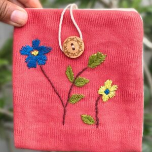 Blue Flower embroidered Sanitary Pouches for Girls