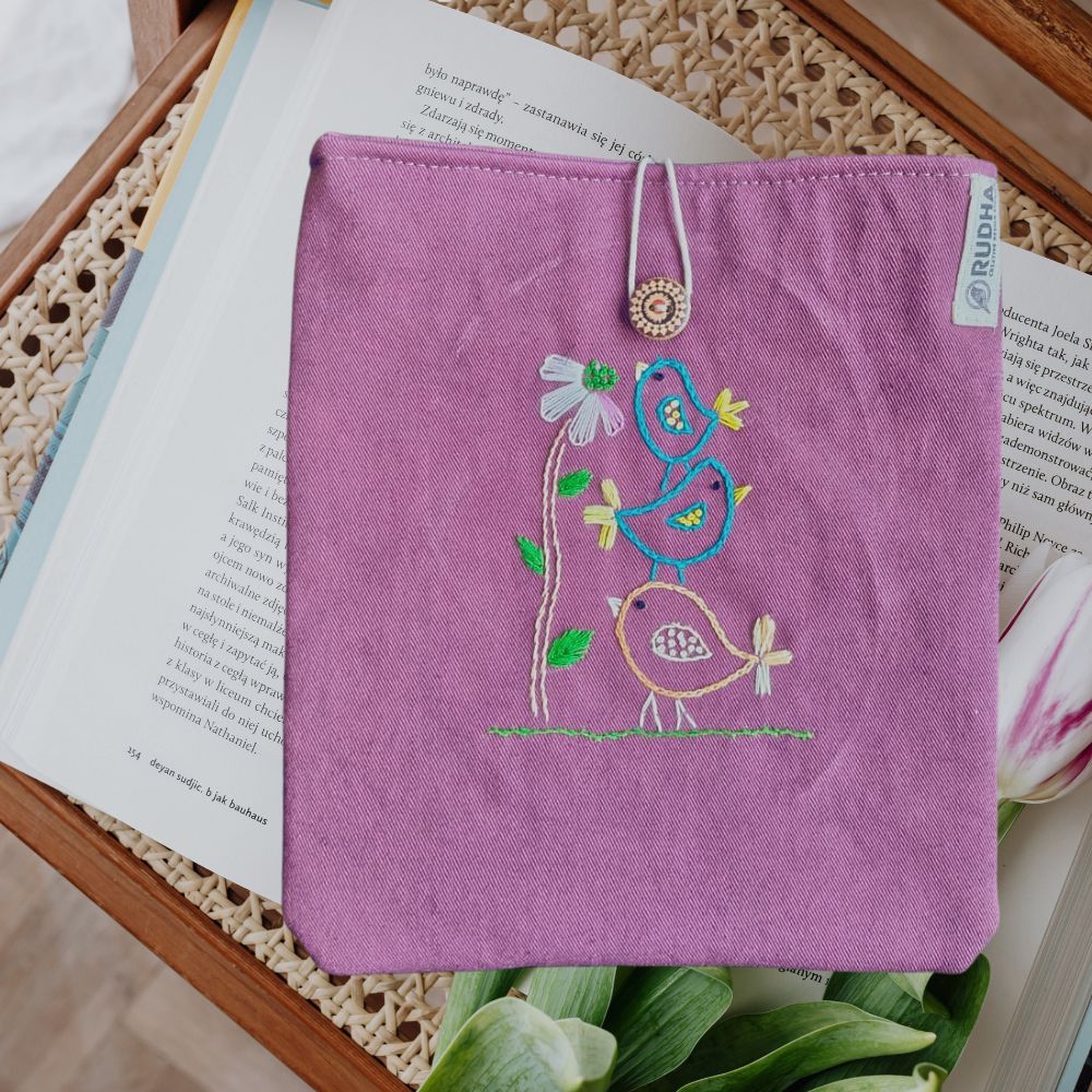 Fabric Book Sleeve | Handcrafted Cotton Book Pouch for Travel | Reader Gifts India - Image 4