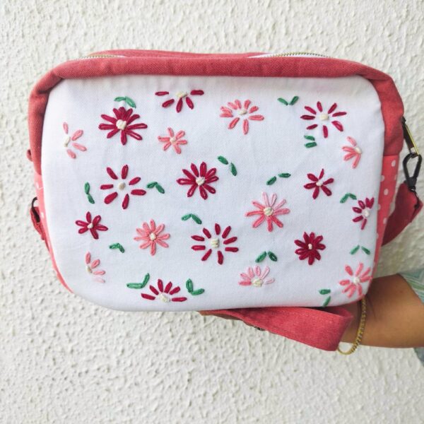 Flower embroidery Travel Pouch Cum Messenger bag - Image 4