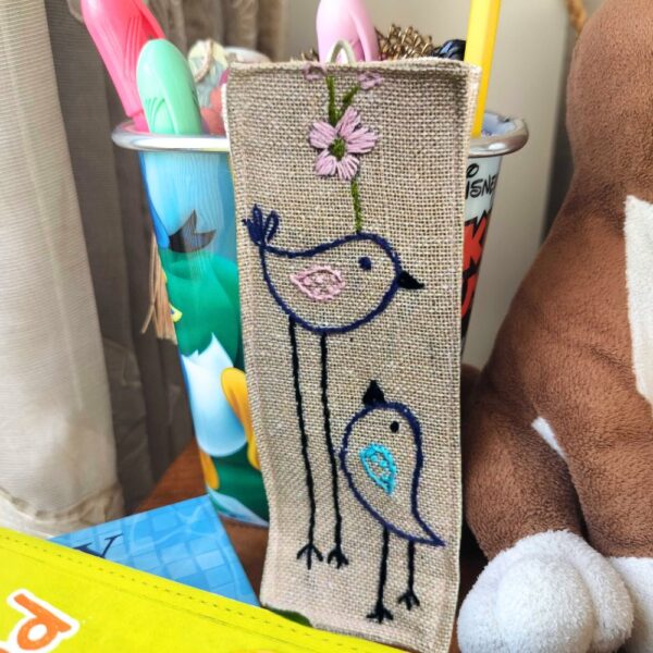 Blue Birds Hand embroidered Handmade Bookmark 2x8inches | Bookmarks for Books - Image 3