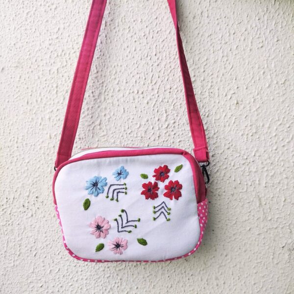 Pink Zipper Travel/Cosmetic Pouch Cum Crossbody bag for Women - Image 2