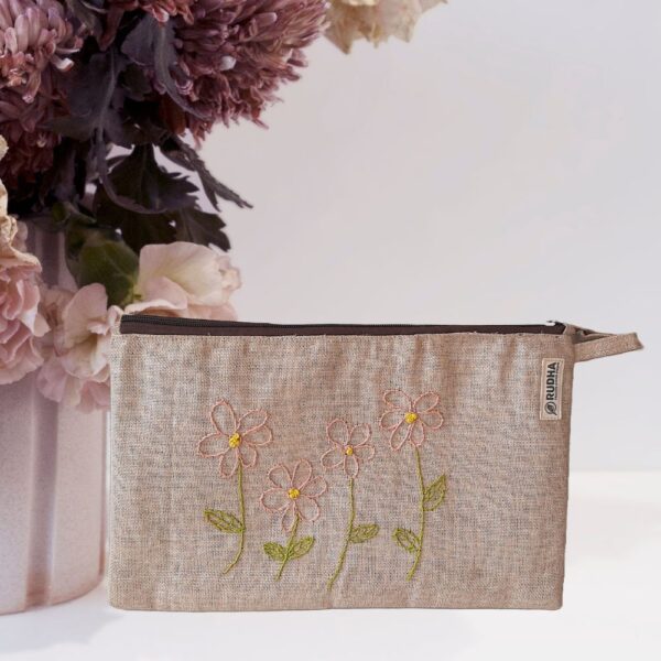 Peach Flower travel Makeup Bag, Zipper Pouch - Image 4