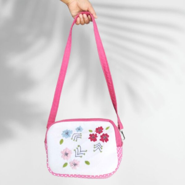 Pink Zipper Travel/Cosmetic Pouch Cum Crossbody bag for Women - Image 3