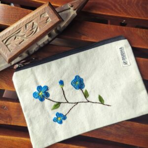 Hand embroidered Travel Zipper Pouch Small Multipurpose Cotton Pouches for Women