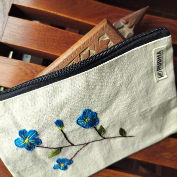 Hand embroidered Travel Zipper Pouch Small Multipurpose Cotton Pouches for Women - Image 2