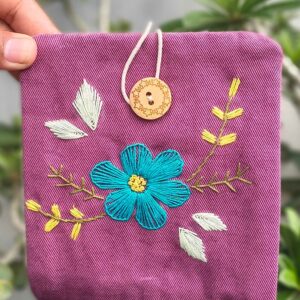 Purple Blue Flower Sanitary pad Pouch Women/Girls| School Girls Sanitary Pouch