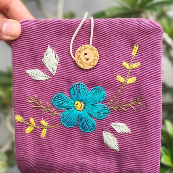 Purple Blue Flower Sanitary pad Pouch Women/Girls| School Girls Sanitary Pouch