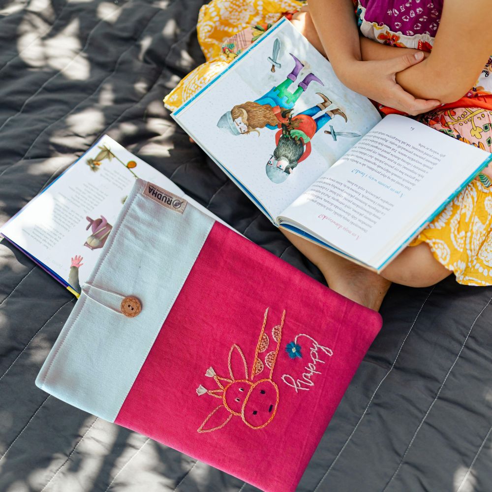 Handmade Book Sleeve India | Cotton Fabric Book Protector | Reader Accessories - Image 4