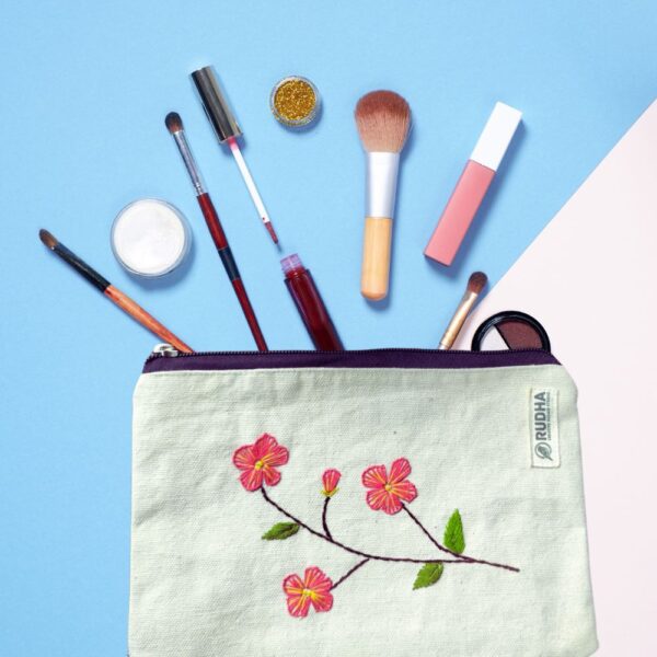 Floral Multipurpose Travel Zipper Pouch | Cosmetic Kit | Utility Kit | 9x 5 inch - Image 3