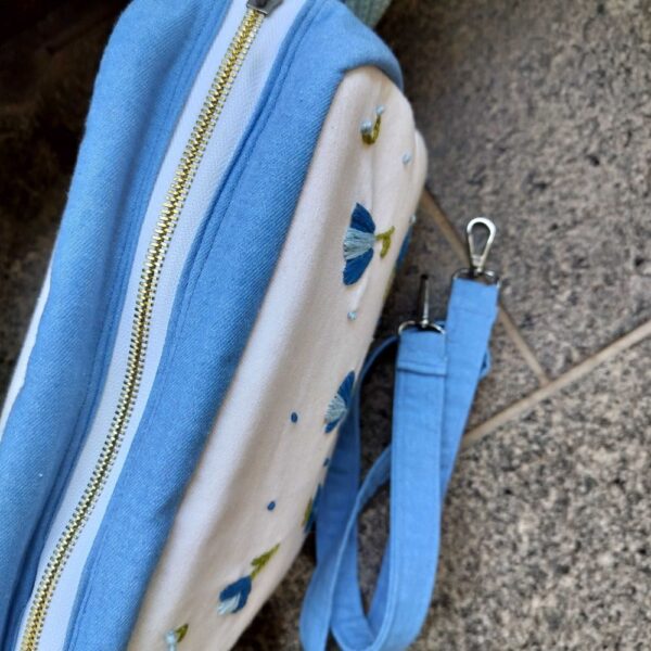 Blue Travel Zipper Pouch Cum Cotton Sling Bags for Women - Image 5