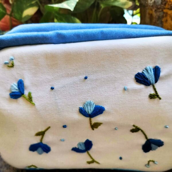 Blue Travel Zipper Pouch Cum Cotton Sling Bags for Women - Image 6