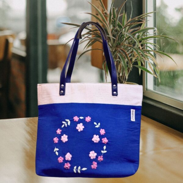 Women's Handcrafted Blue Shoulder Tote Bag And Handbag For Office And College - Image 2