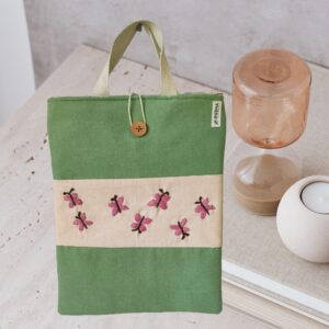 Fabric Mac Book Sleeve | Hand embroidered Laptop Bag | Zipper Fabric Pouch
