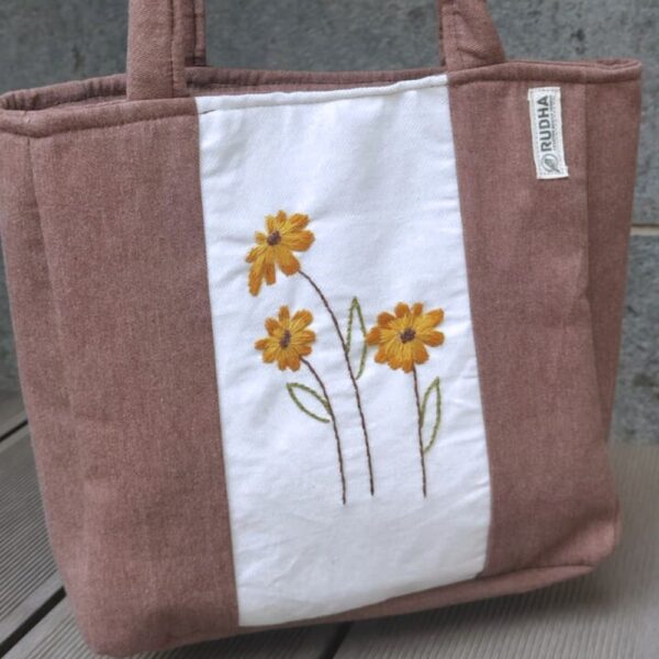 Brown Cotton Small Tote Bags for Women | Every Day Totes - Image 4