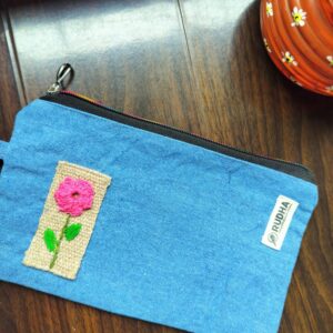 Fabric with Hand embroidery Zipper Pouch, Mutipurpose Cloth Organizer