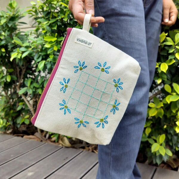 Zipper Sustainable Multipurpose Pouch for Women | Cotton Pouches 9x7x1.5 - Image 5
