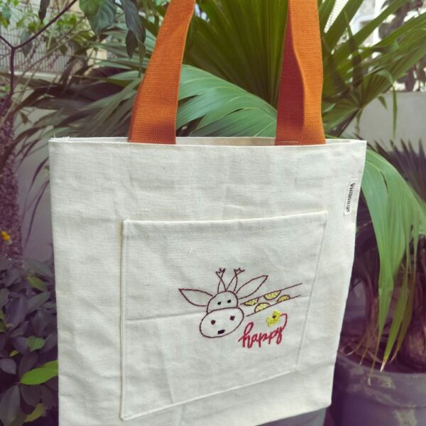 Giraffe ToteBag for Girls, Cotton ToteBags, Everyday cotton handbags for women - Image 2