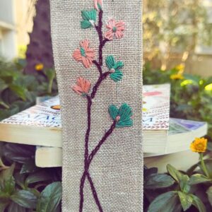 Green Flower Handmade Bookmarks, Jute Bookmarks 2x7inches