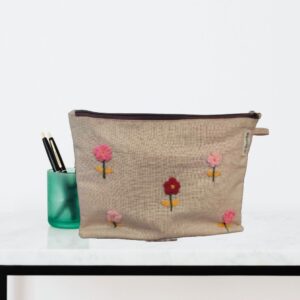 Handcrafted Fabric Zipper Pouch, Multipurpose Travel Pouch