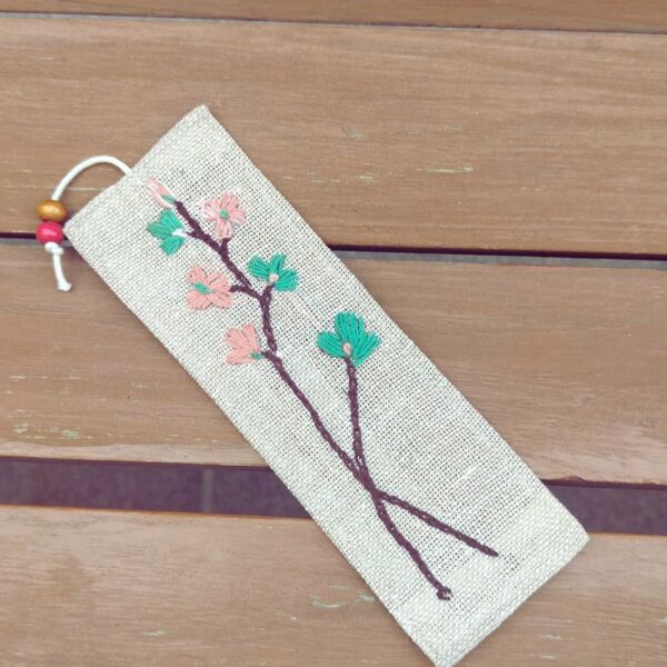 Green Flower Handmade Bookmarks, Jute Bookmarks 2x7inches - Image 4