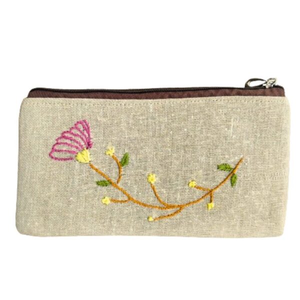 Travel Zipper Pouch 9 x 5 inches Small Compact Jute Finish Zippered Cloth Pouch - Image 2
