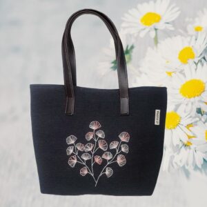 Black Cotton Hand embroidery Bag / Fabric Shoulder Bag/ Women Bags