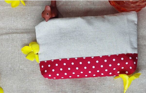 Hand Embroidery Cotton Zipper Pouch for Women 7x9 inch - Image 2