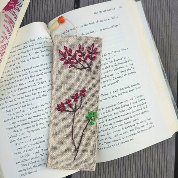 Flower Handmade Rudha Bookmarks, Jute Bookmarks 2x7inches - Image 2