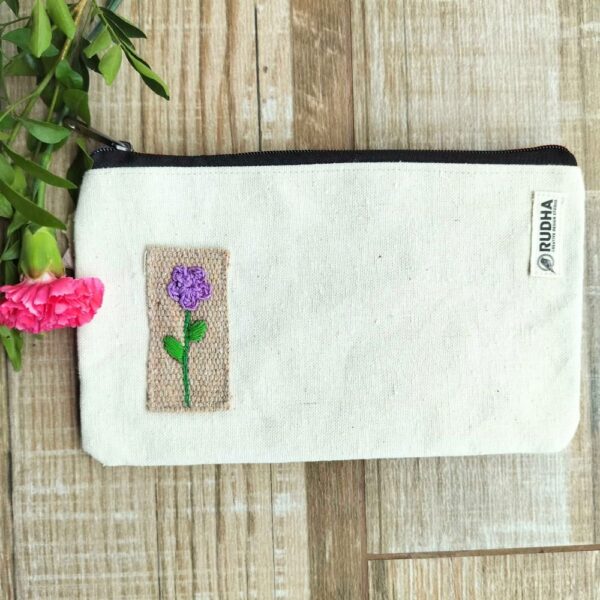Fabric Zipper Pouch | Pencil Pouch, Travel pouch| Sustainable handmade pouches - Image 2