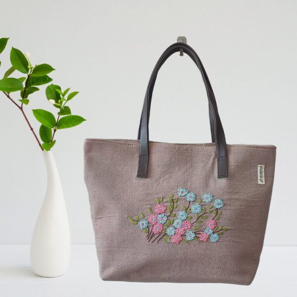 Women Grey Cotton Hand crafted Shoulder Bag /Hand Purse/Hand Bag - Image 2