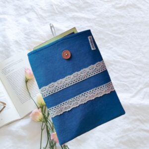 Sea Green book sleeve, Fabric book pouch, Padded book protector