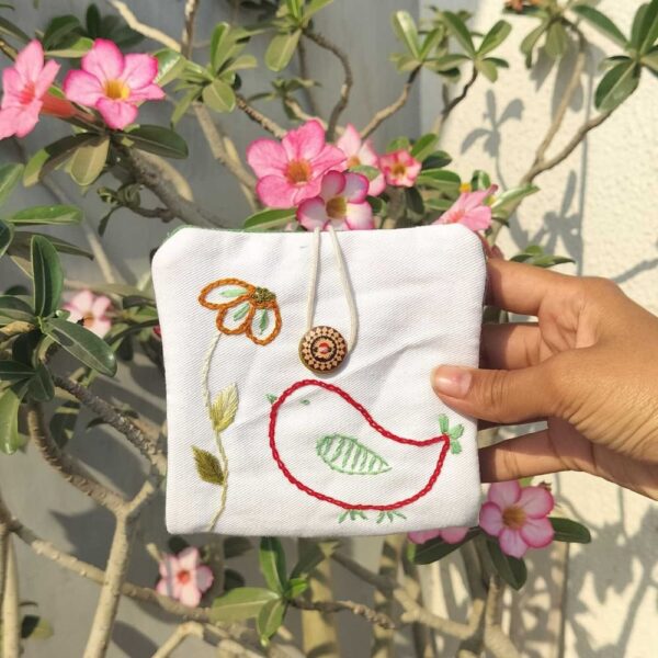 Cute Bird embroidered Sanitary Pouches for Girls