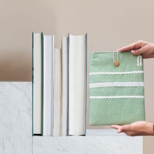 Fabric Padded Book Sleeve, Green Book Protector, Kindle Pouch
