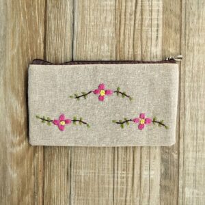 Jute Cotton Small Makeup Bag Pouch Purse Cosmetic Organizer for Women