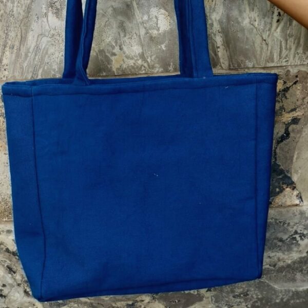 Hand embroidered Blue Small Cotton Tote Bag | Tote Bags for Women - Image 2