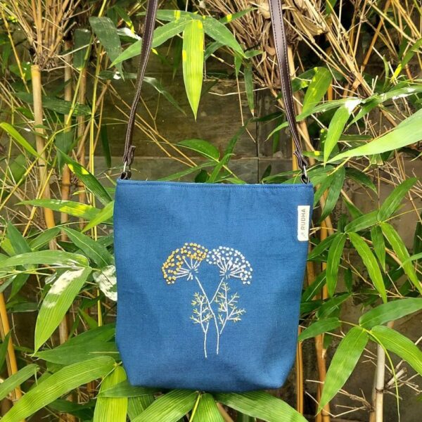 Flower Designed Hand Embroidered Cotton Sling Bag | Women Sling bags - Image 2