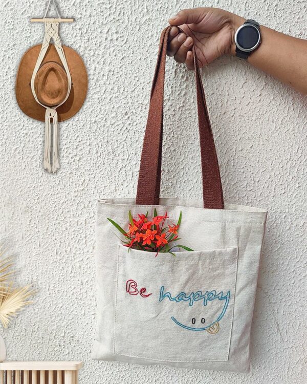 Be Happy Day Cotton Canvas Tote Bag - Image 2