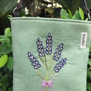 Hand-embroidered Green Sling Bag | Handmade Cotton Bags
