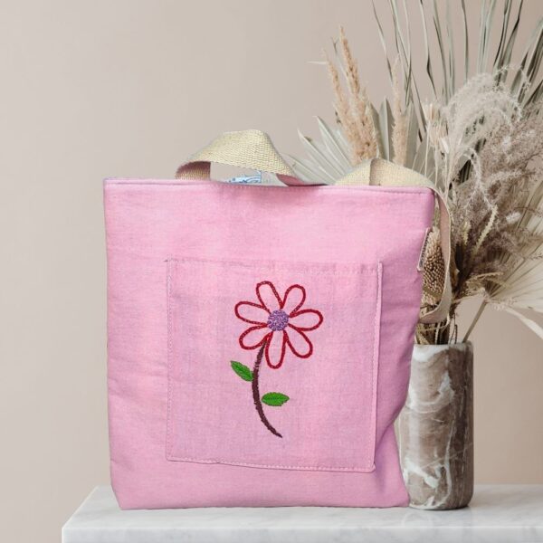 Pink Cotton Tote Bag for women - Image 2