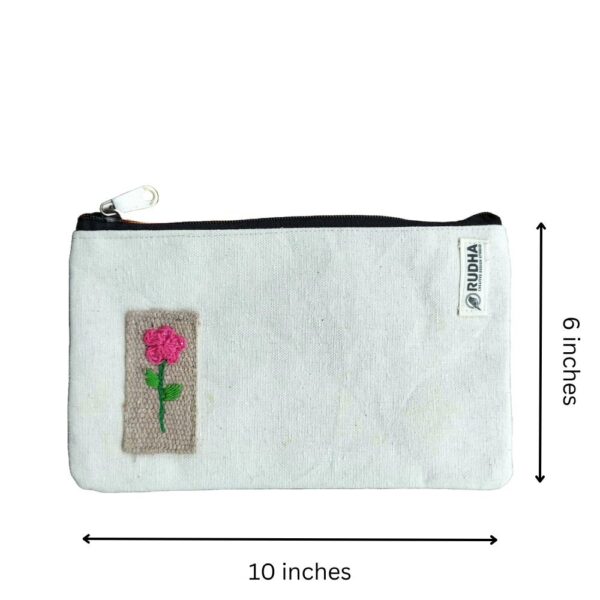 Sustainable Cotton Travel Pouch | Zipper Pouches for Women| 10x6 inches - Image 3