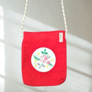 Red Small Sling Bag, Handcrafted sling for her, Cotton Slings for Women