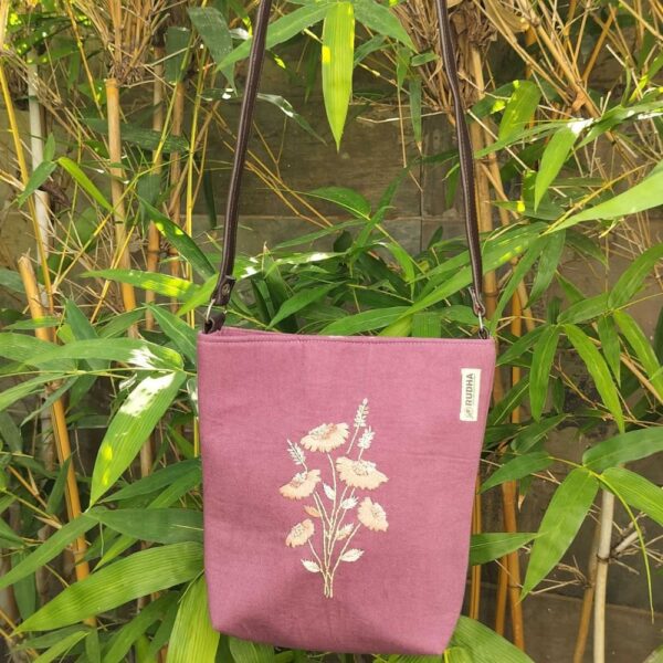 Purple Cotton Sling Bag for Ladies | Hand embroidery Sling Bags for Women - Image 2
