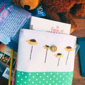 Yellow Flower book sleeve, Fabric book pouch, Padded book cover