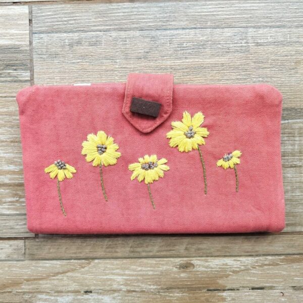 Orange Women's Phone Wallet | Fabric Hand embroidered Bi-fold wallet - Image 2