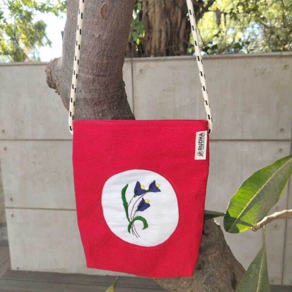 Red tulip Sling Bag for women, Sustainable Fashion bags for Women - Image 2
