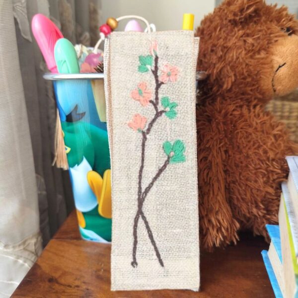 Green Flower Handmade Bookmarks, Jute Bookmarks 2x7inches - Image 2