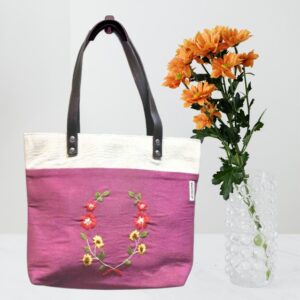 Women Purple Cotton Hand crafted Shoulder Bag /Hand Purse/Sustainable Bag