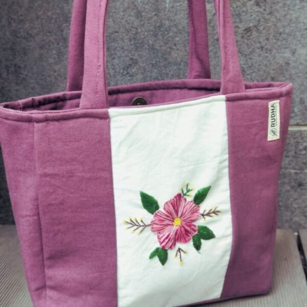 Purple Cotton Tote Bag | Handbags for Women | Small Tote Bag - Image 2