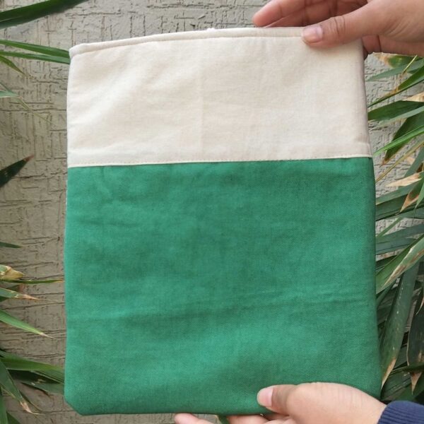 Green book sleeve, Fabric book pouch, Padded book cover - Image 3