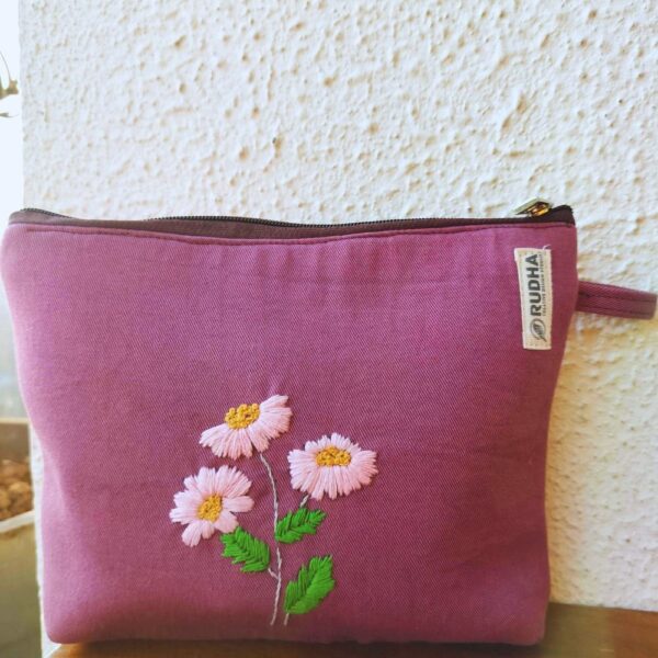 Purple Zipper Pouch | Stationery Pouch | Toilet Kit Handbag Organizer - Image 4